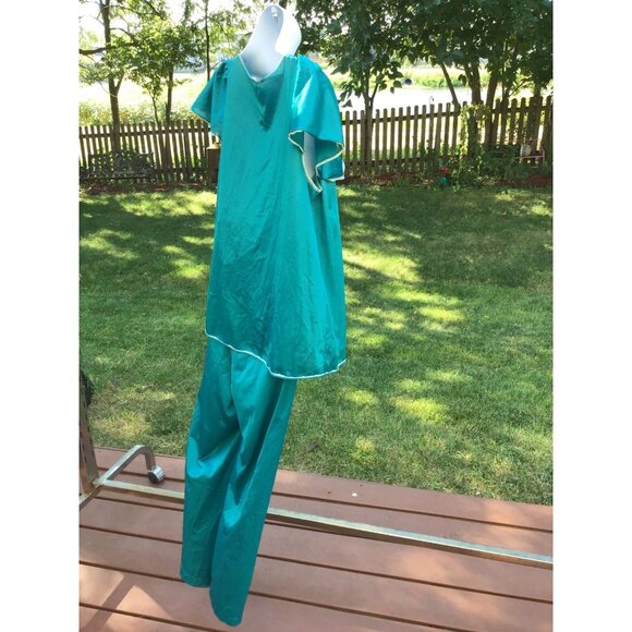 Vintage Vassarette Two-Piece Loungewear Set With Lace Trim S Vassarette Shiny Te - Picture 7 of 7